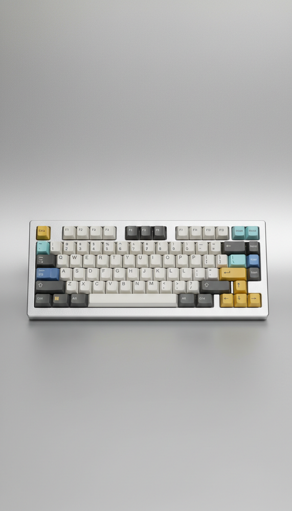 Teclado mecánico acabado plateado mate